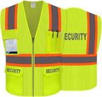 Security Vest for Security Guard, Hi Vis Mesh Vest with Pockets, High Visibility Safety Vest with Reflective Strips, ANSI Compliant, Yellow, M