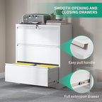 3 Drawer Lateral File Cabinets with Lock,White Metal Lateral Filing Cabinet for Home Office,Wide Steel Storage Cabinet Commercial Drawer Cabinet for Legal/Letter/A4 Size Files
