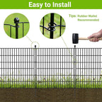 10 Panels No Dig Decorative Outdoor Garden Fence for Yard, 32 in(H) X 23.6 ft(L) Animal Barrier Fencing Rustproof Metal Wire Panel Border for Dog, Rabbits, and Patio Temporary Ground Stakes