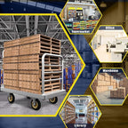 2IN1 48"×24" Platform Truck Cart 2650lbs Heavy Duty Flatbed Cart Dolly w/Detachable Rear Guardrail and Swivel Casters, Push Cart, Work Gloves 2Pairs & 1 Bunge Cord Included