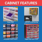 Akro-Mils 16-Drawer Plastic Drawer Storage Cabinet for Garage Organization, Beads, Makeup Organizer, Building Bricks Storage, Teacher Toolbox, 10-1/2" W x 6-1/2" D x 8-1/2" H, 10116 Black
