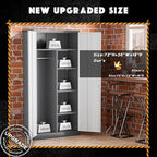 Greenvelly Metal Storage Cabinet with 2 Doors, 72” Steel Storage Wardrobe Cabinet, Employees Locker Closet Clothing Coat Steel Wardrobe Cabinet with Hanging Rod for Garage, Home Office (Grey White)