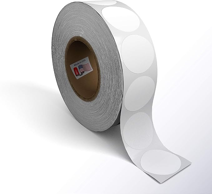 Kenco Color Coding Circle Dot Sticker Labels on a roll (White, 1 INCH 1000 Stickers)