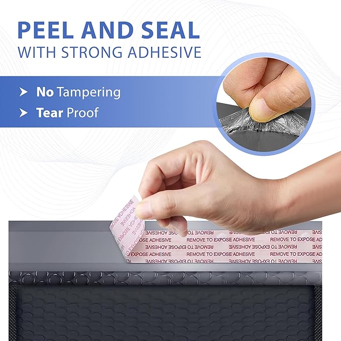 Black Small Poly Bubble Mailers 6x10 inch #0 | Self Seal Padded Envelopes | Cushioned Bubble Mailer | Usable Size 6x9 | WaterProof | Lightweight mailing Shipping Bags | 250 Pack Bulk | Made in USA