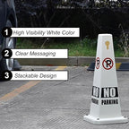 OrangeStar No Parking Cones 4-Pack, 26.5" Large 4-Sided Traffic Cones with Heavy Rubber Base for Parking Lot Control, Safety, Driveway | Indoor Outdoor Use