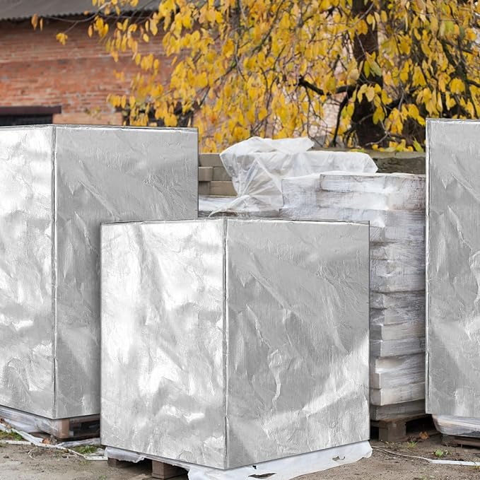 48" x 60" x 48" Heavy Duty Pallet Covers Outdoor PE Waterproof Pallet Cover Silver Tarp Waterproof for Construction Outdoor Storage(1 Pcs)