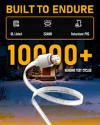 33FT Extension Cable for Govee Permanent Outdoor Lights (H705A-H706C), IP68 Waterproof 3-Pin Extension Cord, 22AWG Pure Copper Wire, Expand Holiday Lighting for Christmas, New Year, Roof
