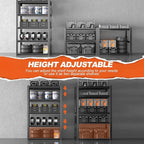 Metal Garage Shelving Unit with Pegboard, Heavy Duty 5-Tier Adjustable Industrial Storage Shelves, 5000 LBS Steel Storage Rack for Garage, Warehouse, Basement, 72"H x 47.2"W x 23.6"D, Black