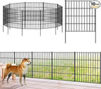 Metal Garden Fence 28in (H) x 23.3ft (L), 10 Panels + 11 Stakes Dog Fence Border Fence Animal Barrier, No Dig Garden Fencing for Yard Flower Bed Lawn Patio Outdoor, PIN282810 Black