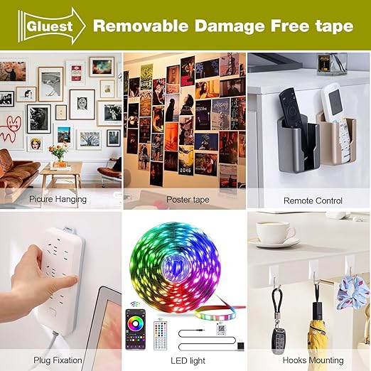 Damage Free Double Sided Tape 0.39in x 20ft, Removable Picture Hanging Strips Residue Free, Heavy Duty Mounting Tape, Wall Tape No Damage Strong Adhesive Strips Foam Tape