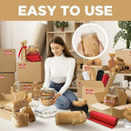 Honeycomb Packing Paper, 12"x50' Brown | Perforated Honeycomb Packing Paper Recyclable Moving Supplies for Shipping & Moving | Plastic-Free Alternative to Bubble Cushion Wrap with 36 Fragile Stickers
