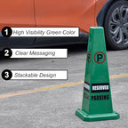 OrangeStar Reserved Parking Cones 4-Pack, 26.5" Large 4-Sided Message Safety Traffic Cones with Heavy Rubber Base for Indoor Outdoor Use, Parking Lot Control, Driveway Barriers