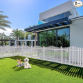 Patio Outdoor Fence 36"Hx84"L (2Sets) White Vinyl Picket Fence Panels Privacy Fence Decorative, PVC Garden Fence Temporary Fencing for Backyard Porch Dogs, Suitable for Soft Ground