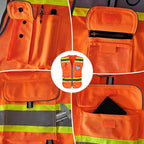 TCCFCCT High Visibility Vest 9 Pockets Hi Vis Reflective Safety Vest for Men Women, Surveyor Work Vest with Fluorescent Yellow Extend Edge, Durable, Breathable, Meets ANSI/ISEA, (DB-Orange, Small)