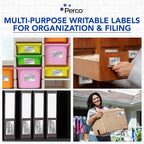 Perco Metallic Silver 3x5 Inch Perforated Sticker Labels — 500 Stickers Per Roll — with Permanent Adhesive for Product Labeling, Gift Boxes, Event Signage, Decorative Packaging & More — Made in USA