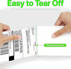 Fanfold [4 x 6 inch] x [6000 Labels] Thermal Stack Direct White Strong Adhesive Perforated Postage Shipping Printer Compatible with Zebra SNBC Epson Rollo (6000 Labels, Fanfold)