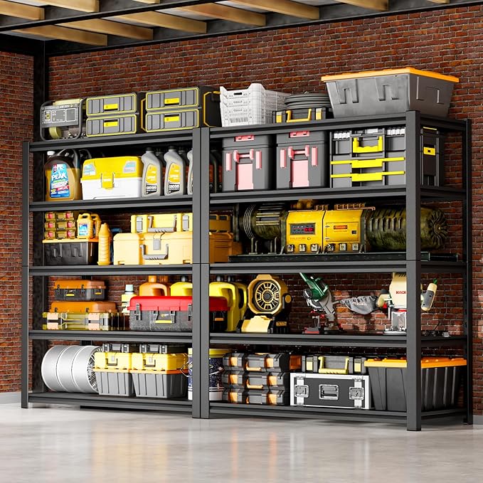 72''H Garage Shelving Heavy Duty,2500LBS Storage Shelves,5-Tier Adjustable Metal Shelve Storage Shelf Rack, Industrial Shelving Unit for Garage,Warehouse, Basement (35" W x 15.7" D x 72" H) 2PC