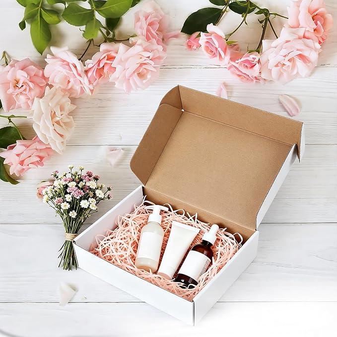 12x9x2 Inches Shipping Boxes Set of 25, White Corrugated Cardboard Box, Mailer Boxes for Small Business