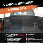Envelope Cargo Net for Toyota Tundra - Fits 2007-2025 - Patented Bed Rail Integration - Upgraded 5mm Bungee - Integrated Storage Bag - Heavy Duty Carabiners - Designed in USA