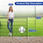 INJOPEXI Garden Fence Outdoor 6 Panels 13ft (L)×36in (H) Decorative Garden Fences with 6 Panels Rustproof Wire No Dig Metal Animal Barrier Dog Rabbit Fencing for Yard Lawn Patio - Without Fence Gate