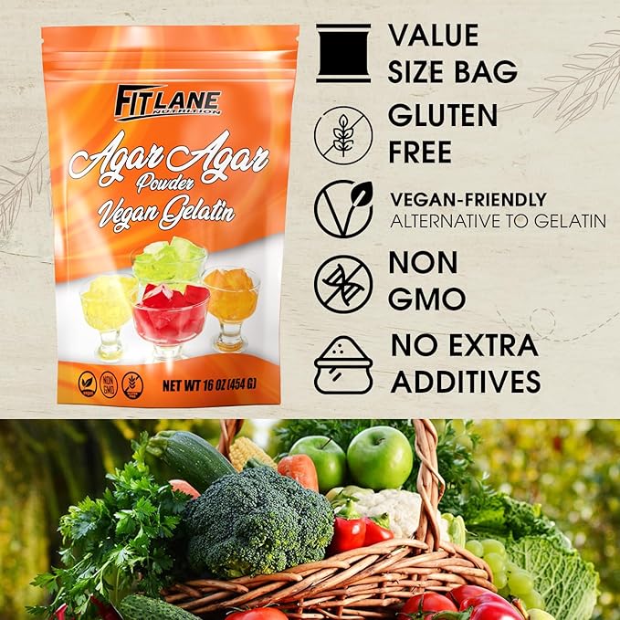 Agar Agar Powder 16 oz - Vegan (Vegetarian) Gelatin - Non GMO, Gluten Free and Nutrient Rich - Substitute for Beef Mix - Unflavored.