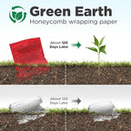 Honeycomb Packing Paper, 12"x200' Red | Perforated Honeycomb Packing Paper Recyclable Moving Supplies for Shipping & Moving | Plastic-Free Alternative to Bubble Cushion Wrap with 36 Fragile Stickers