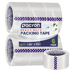 Clear Packing Tape - 6 Heavy-Duty Wrapping Tape - 55-Yard Length, 330 Total Yards 1.88-Inch Wide Strong Adhesive Rolls for Moving Boxes, Office Packaging, Storage Organization & Warehouse Shipping