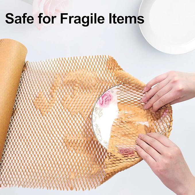 Kitchen Moving Supplies Dishes Packing Kit Moving Supplies for Glassware Plates 15"x230' Eco Friendly Shipping Paper for Fragile Items Bubble Cushion Wrap Roll Recyclable Honeycomb Wrapping Paper