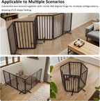 Dog Gate for Doorways 32" Tall Freestanding Dog Gate for Stair Foldable Pet Gate for Dogs Indoor (Brown,6 Panel)