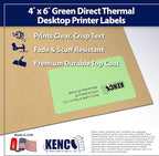 4" X 6" Direct Thermal Perforated Stickers Labels for Shipping Labels, Inventory, and Color Coding - Compatible with Zebra, Rollo, Godex and More (Green, 48 Rolls)