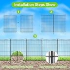 INJOPEXI Decorative Garden Fence 6 Panels 13ft(L)×36in(H) Garden Fences with 6 Panels Rustproof Metal Wire No Dig Temporary Animal Barrier Fencing Outdoor Dog Fence for Yard Patio - Without Gate