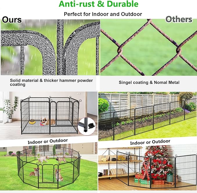 No Dig Decorative Garden Fence with Gate Rustproof Metal Fence Panels, 40in(H) x 27Ft(L) Garden Fencing for Yard 10 Panels Animal Barrier Fence for Dogs, Rabbit, Patio