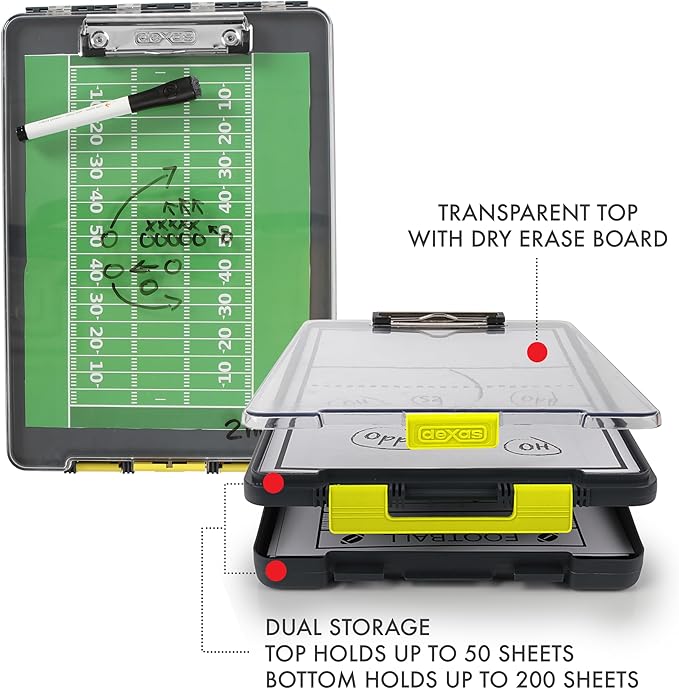 Dexas Clearview Clipcase Clipboard, 13.75 x 9.5 in, Gray/Yellow. See Papers Clearly Outdoors, Stay Organized and Dry. Ideal for Coaching, Teaching, homeschooling, Art, Trades, and Medical pros.