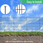 10 Panels Garden Fence Dog Fence Outdoor for Yard,24in H x 20ft L Rustproof Metal Fencing with Ground Stakes|No Dig Temporary Animal Proof Containment for Pets/Rabbits|Durable Patio Security Panels
