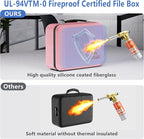 TIGERKING Fireproof Document Box Hard Case with Water-Resistant Zipper, Fireproof File Box with Lock, Document Safe Boxs for Important Documents, Certificates - Pink File Organizer