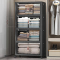 Extra Large Stackable Storage Bins with Lids & Wheels & Door, 448QT-112QT/28GAL*4Pack Foldable Collapsible Closet Organizers, Plastic containers drawers for bedroom Dorm