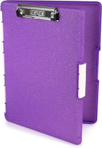 Dexas Slimcase 2 Plastic Clipboard with Storage & Side Opening, Purple Glitter,Office Supplies Clipboards to Organize,Carry & Store, A4 Holder,Style and Functionality Nursing Clipboard(Pack of 6)