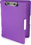 Dexas Slimcase 2 Plastic Clipboard with Storage and Side Opening, Purple Glitter, Office Supplies Clipboards to Organize, Carry and Store, A4 Holder, Style and Functionality Nursing Clipboard