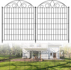 SUNLAX 5 Panels Decorative Garden Fence 12ft(L) x 32in(H) Metal Fence Panels Dog Fence Animal Barrier Fence No Dig for Backyard Outside Yard Patio Without Gate