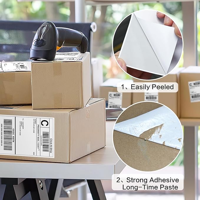 L LIKED 100 Pre-Cut 4x6 Sheet Shipping Labels for Laser & Inkjet Printers, Single Sheet, Self Adhesive Address Mailing Postage Stickers (100 Sheets)