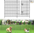 8 Panels No Dig Garden Fence with Gate, 48in(H) × 21ft(L) Decorative Metal Outdoor Dog Fence, Rustproof Pet Fencing for Yard, Patio, Flower Bed -Temporary Fencing| Easy to Install