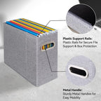 2 Packs Letter Size File Organizer, File Folders Organizer, Fabric Storage Box, Collapsible Paper Organizer with Metal Handle, Smooth PVC Rails, Only Box (Gray)