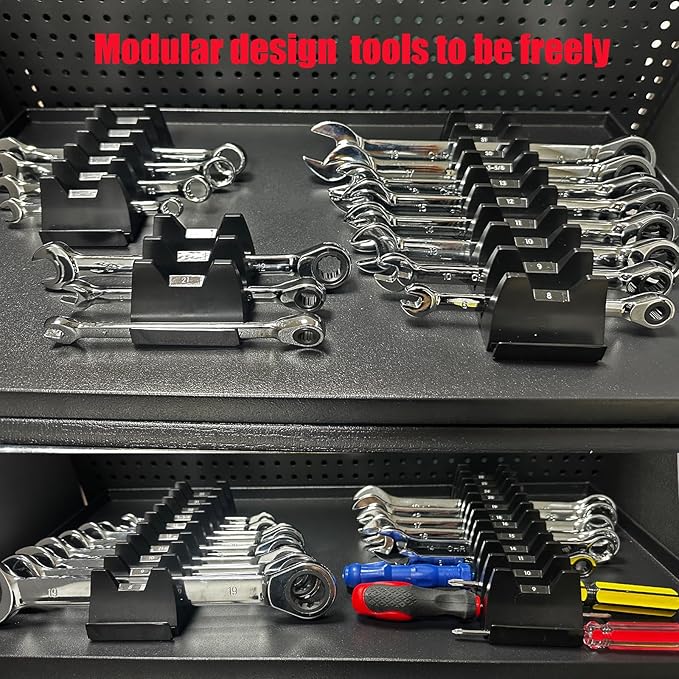 24 PCS Magnetic Modular Wrench Organizer Wrench Holder - Wrenchs Tool Organizers for Tool Drawer Storage, Wrenchs Rack with Metric SAE Labels, Tool Storage Set Holder Festival for Mechanics