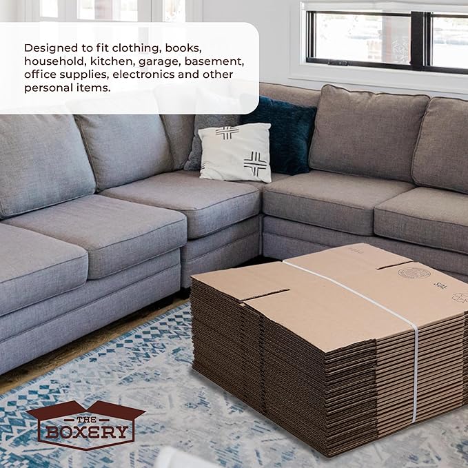 The Boxery Moving Boxes 15-Pack Larger | 20x20x20 inch Brown/Kraft Corrugated Cardboard Packing, Moving & Storage for Business/Home – Durable - Eco-Friendly, Recyclable - Made in the USA