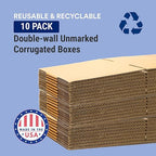 Box USA Shipping Boxes 24"L x 18"W x 12"H 10-Pack Large Double Walled Corrugated Boxes for Shipping, Packaging, Moving, Storage Box for Home or Business, Strong Wholesale Bulk Boxes