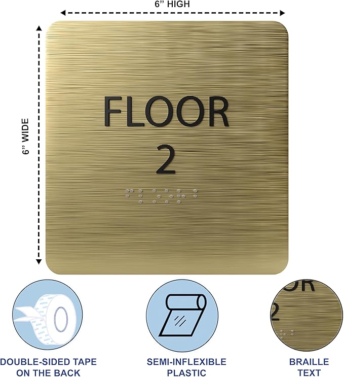 Black ADA Floor 2 Sign with Braille – Made from Durable Acrylic and Ready to Mount