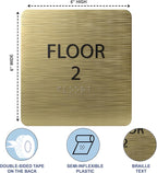 Light Green ADA Floor 2 Sign with Braille – Made from Durable Acrylic and Ready to Mount