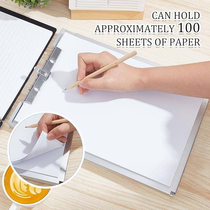 Henoyso Metal Storage Clipboard Bulk Heavy Duty Aluminum Clip Board for Teacher Contractor Medical Construction Office School Classroom, 12.6x9.2x1 Inch, Fit Letter Size 8.5x11 Inch Paper (2 Pcs)