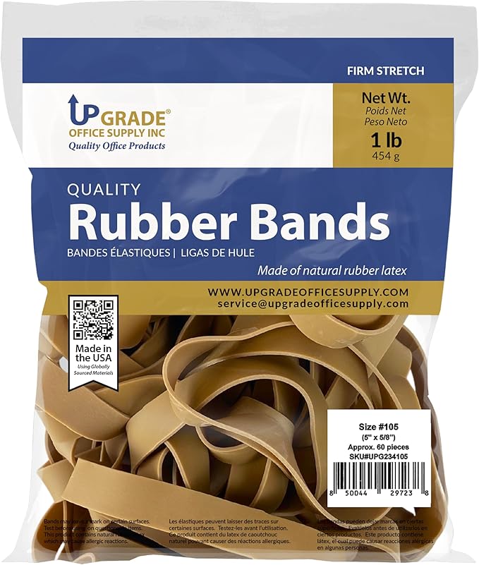Upgrade Rubber Bands, Size 105, 1 lb Bags, 2-Pack, Made in USA