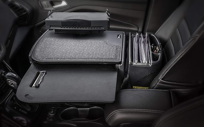 AutoExec GripMaster Car Desk for Your Vehicle Workstation and Mobile Office, Black with Printer Stand and 400 watt Power Inverter